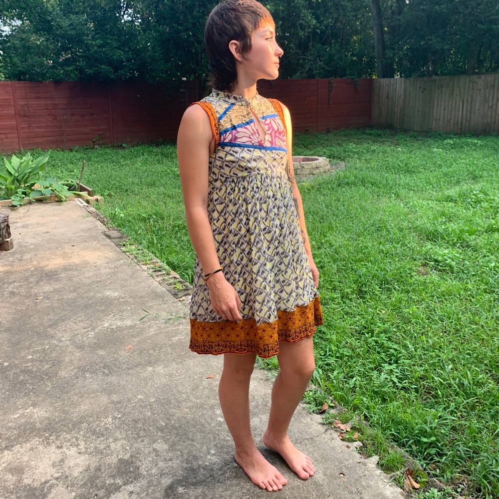 Vintage boho halter mini dress